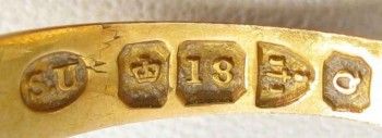 Золотое антикварное кольцо S.U., Артикул 139
