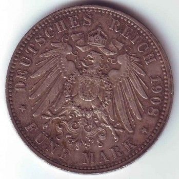 Монета 5 марок   1908 года, Артикул 8152