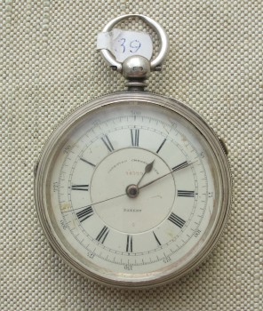 Часы карманные диаметр  58 мм хронограф серебро 925 проба Англия механизм Манчестер A. Marks корпус Бирмингем 1876г., Артикул 39