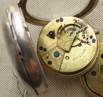 Часы карманные диаметр  52 мм серебро 925 проба Англия механизм T.G. Graves Шеффилд корпус Честер 1903г., Артикул 44