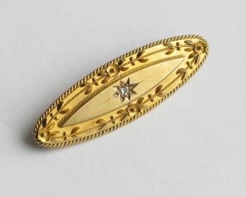 Антикварная золотая брошь с алмазом T&V, Артикул 86