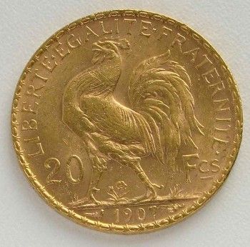 Монета 20 франков 1907 год, Артикул 304