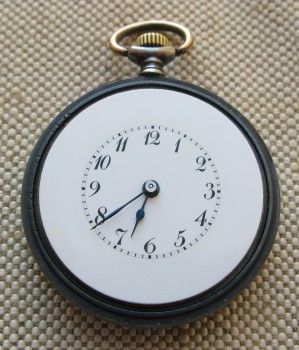 Карманные часы, Павел Буре, сталь, воронение, 37.4мм, 1913г., Артикул 1402
