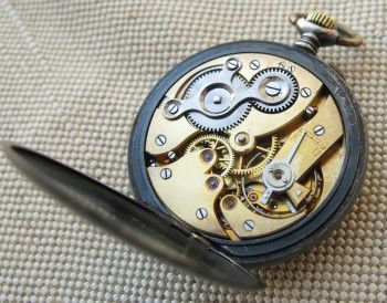 Карманные часы, Павел Буре, сталь, воронение, 37.4мм, 1913г., Артикул 1402