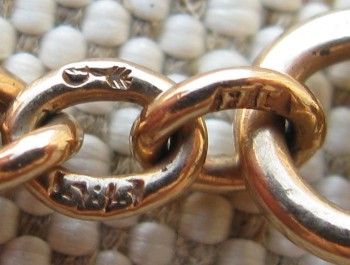 Цепочка для карманных часов, золото 585 проба, 22.4грамма, 462мм. Западная Европа, начало 20века., Артикул 1519