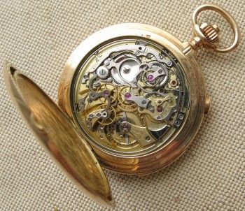 Часы карманные, LONGINES, минутный репетир, хронограф, 1916г., золото 585 проба, калибр 19М, 111.4 грамма, 57мм., Артикул 1603