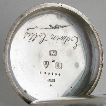 Часы карманные диаметр  53 мм серебро 925проба Англия механизм Манчестер H.Samuel корпус Честер 1901г родная коробка родной ключ 139 грамма. Отстают, Артикул 22