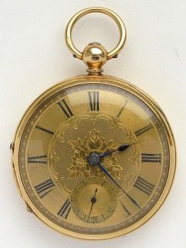 Часы карманные диаметр  50 мм золото 750проба Англия Честер 1878г. Баланс на алмазе 114.7 грамма., Артикул 16