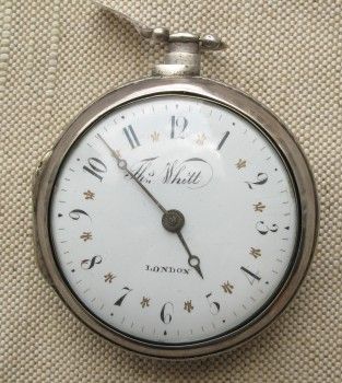 Часы карманные диаметр  63 мм серебро 925проба  подписаны Jhs Whit баланс на рубине конец XVIIIв. начало ХIX в. 145грамм., Артикул 9