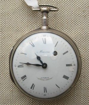 Часы карманные диаметр  56 мм серебро Франция Париж Meuron баланс на алмазе конец XVIIIв. 144грамма реставрация циферблата., Артикул 6