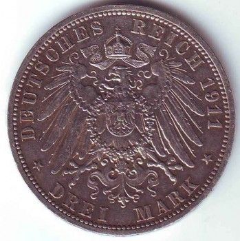 Монета 3 марки 1911 года, Артикул 8077