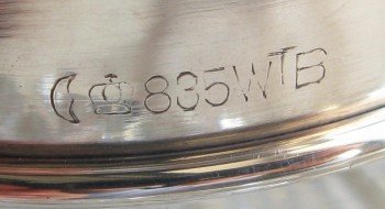 чайница, серебро 835 проба, Германия, WILHELM BINDER , 160х84мм, килограмм общий вес ., Артикул 1484