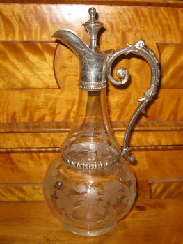 Кувшин, стекло, серебро 800 проба, Германия, 800 проба, 1880годы. 320мм высота 120мм диаметр., Артикул 1492