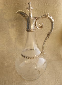 Кувшин, стекло, серебро 800 проба, Германия, 800 проба, 1880годы. 320мм высота 120мм диаметр., Артикул 1492