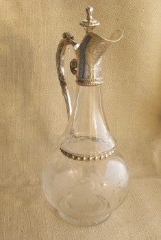 Кувшин, стекло, серебро 800 проба, Германия, 800 проба, 1880годы. 320мм высота 120мм диаметр., Артикул 1492