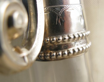 Кувшин, стекло, серебро 800 проба, Германия, 800 проба, 1880годы. 320мм высота 120мм диаметр., Артикул 1492