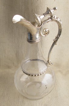 Кувшин, стекло, серебро 800 проба, Германия, 800 проба, 1880годы. 320мм высота 120мм диаметр., Артикул 1492