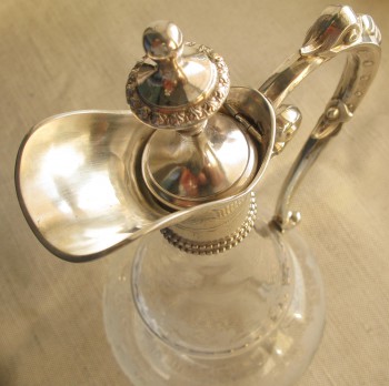 Кувшин, стекло, серебро 800 проба, Германия, 800 проба, 1880годы. 320мм высота 120мм диаметр., Артикул 1492