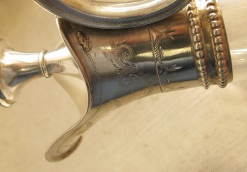 Кувшин, стекло, серебро 800 проба, Германия, 800 проба, 1880годы. 320мм высота 120мм диаметр., Артикул 1492