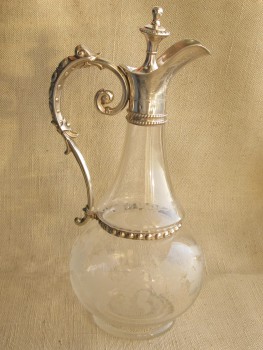 Кувшин, стекло, серебро 800 проба, Германия, 800 проба, 1880годы. 320мм высота 120мм диаметр., Артикул 1492