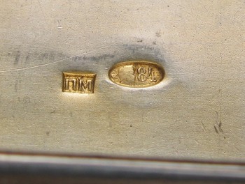 Портсигар, серебро, 84 проба, Россия, Санктъ-Петербург, 1908-17гг., 159 грамм, 96х75мм., Артикул 1494