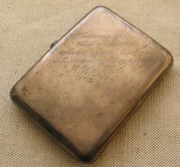 Портсигар, серебро 875 проба, Агитация, 153.7 грамма, 108х81мм. 1921-27гг., Свердловское ювелирное товарищество., Артикул 1495