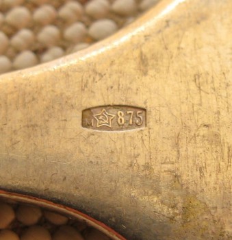 6 столовых ложек, серебро 875 проба, СССР, Москва, 1970е гг. 426.5 грамм, 217мм., Артикул 1508