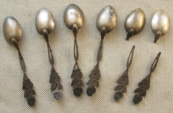 Кофейные ложки, серебро 875 проба, СССР, Московская ювелирная фабрика 1927-1946г.,  52 грамма. 95мм., Артикул 1518