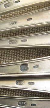 Набор столовых ложек 6 штук, серебро 875 проба, 1974, 1975гг, СССР, Павловск, 454 грамма, 211мм., Артикул 1523