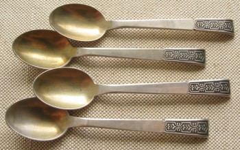 4 ложки серебро, 916 проба, СССР, Таллин 1979г.,  56.9 грамма, 109мм., Артикул 1527