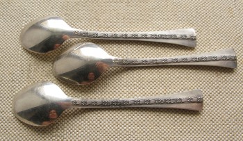 3 ложки кофейные, серебро 916 проба, СССР, Эстония, Таллин,  1978г., 36.5 грамм, 109 мм., Артикул 1528