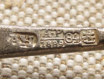 5 ложек кофейных, серебро, 84 проба, 1889г., Россия, Москва, Антон Чеварзин,  85.7 грамма, 106мм., Артикул 1529