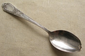 Ложка, серебро 875 проба, 74.8 грамма, 210мм. 1975г., с. Красное Кострома, СССР., Артикул 1535