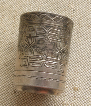 Стопка, серебро 84 проба, 1889г., Россия, Москва, 28.8 грамма. 47мм высота., Артикул 1554