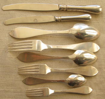 Набор столового серебра, 12 персон, 830 проба, Швеция, Стокгольм, 1933г., Hallbergs Guldsmeds, общий вес 4816грамм., Артикул 1569