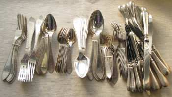 Набор столового серебра, 12 персон, 830 проба, Швеция, Стокгольм, 1933г., Hallbergs Guldsmeds, общий вес 4816грамм., Артикул 1569