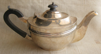 Чайник, серебро 925 проба, Англия, Бирмингем, 1903г., 360 грамм, высота 125мм, ширина 240мм., Артикул 1578