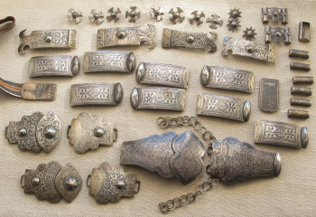 Детали армянских поясов, серебро 84 проба, 1904, 1930 гг, 1350 грамм., Артикул 1582