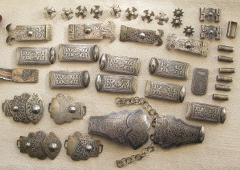 Детали армянских поясов, серебро 84 проба, 1904, 1930 гг, 1350 грамм., Артикул 1582