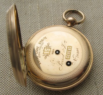 Карманные часы, PERRET & Cie. , Швейцария, золото 56 проба, 95.4 грамма, 52мм. Конец 19 века., Артикул 1648