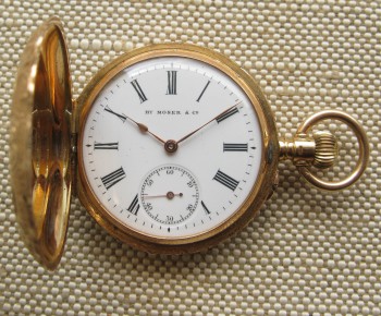 HY. MOSER & Ce. Золото 56 проба, 35мм, коробка, не на ходу., Артикул 1657