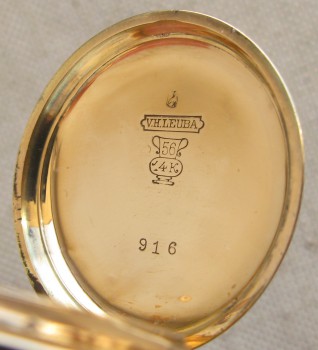 Карманные часы, V.H.LEUBA, золото 56 проба, эмаль, 34мм, 25.1 грамма, Швейцария, стекла нет, установка по запросу., Артикул 1676