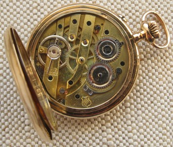 Карманные часы, V.H.LEUBA, золото 56 проба, эмаль, 34мм, 25.1 грамма, Швейцария, стекла нет, установка по запросу., Артикул 1676