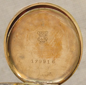 Карманные часы, V.H.LEUBA, золото 56 проба, эмаль, 34мм, 25.1 грамма, Швейцария, стекла нет, установка по запросу., Артикул 1676