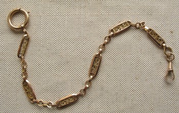 Цепочка для карманных часов, золото 580 проба, Австро-Венгрия, 1872-1922г. Вена. 17.4 грамма. 305мм., Артикул 1694