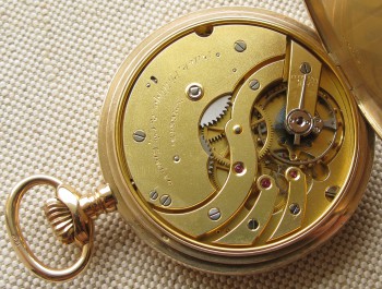 Карманные часы PATEK PHILIPPE, Швейцария,  через торговый дом В. ГАБЮ, Москва,  золото 585 проба, 117.6 грамма, 1910-1915.,на ходу. диаметр 53мм., Артикул 1699