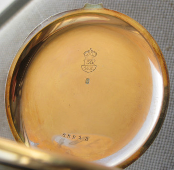 Часы карманные , золото 585 проба, 122 грамма, 55мм,  золотые шатоны, 23 камня, Швейцария, начало 20 века.на ходу ., Артикул 1707