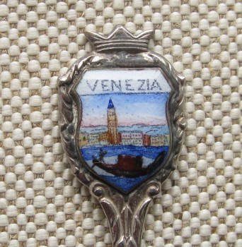 VENEZIA, ложечка с гербом города, серебро 800 проба, 100мм, 6.6 грамма., Артикул 234
