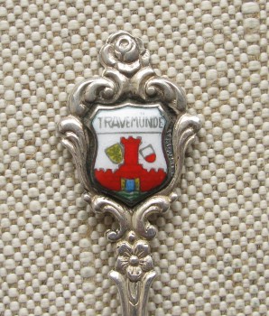 TRAVEMUNDE, ложечка с гербом города, серебро 800 проба, 103мм, 8.4 грамма., Артикул 237