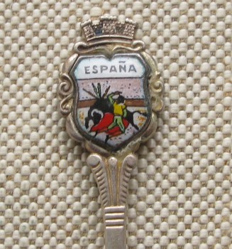 ESPANA, ИСПАНИЯ, ложечка с гербом города, серебро 800 проба, 100мм, 7.7грамма., Артикул 239